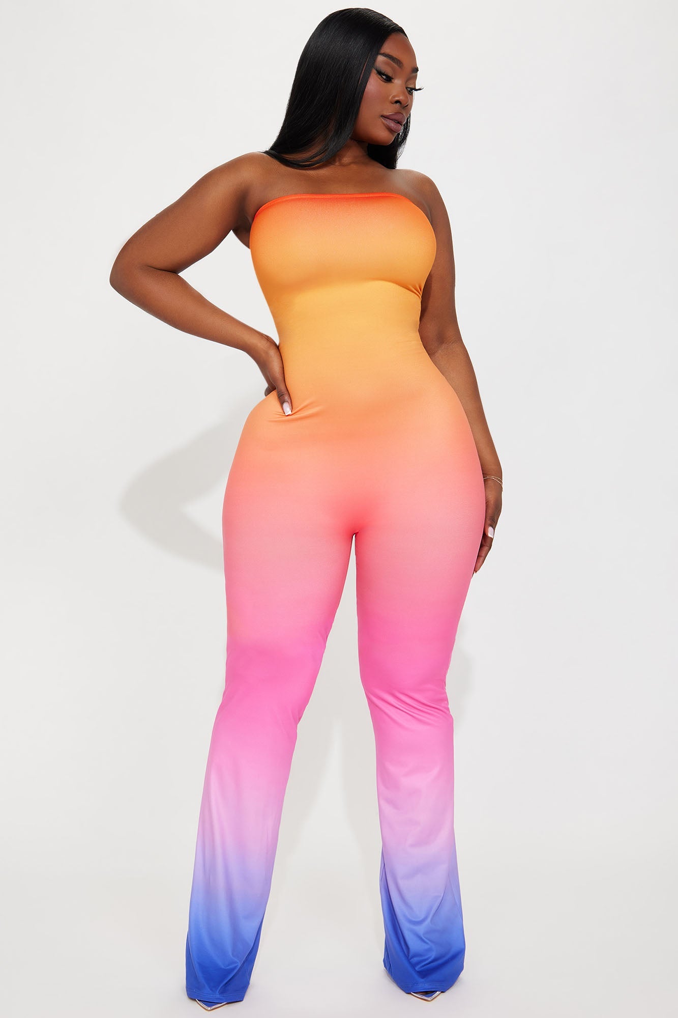 Tequila Sunrise Ombre Jumpsuit - Orange/combo