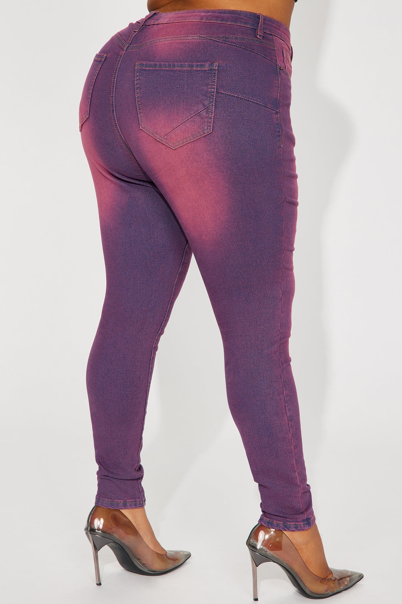 Hanna Fuchsia Tinted High Stretch Skinny Jeans