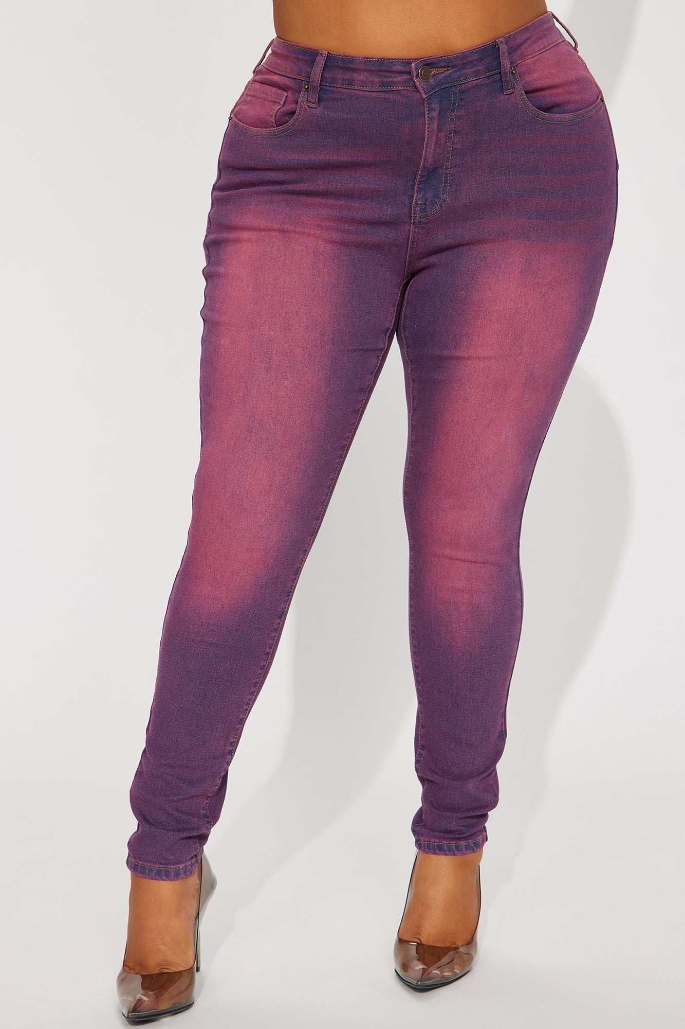 Hanna Fuchsia Tinted High Stretch Skinny Jeans