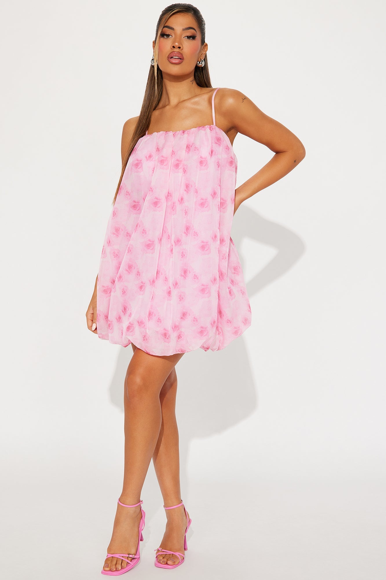 Luna Pink Chiffon Mini Dress