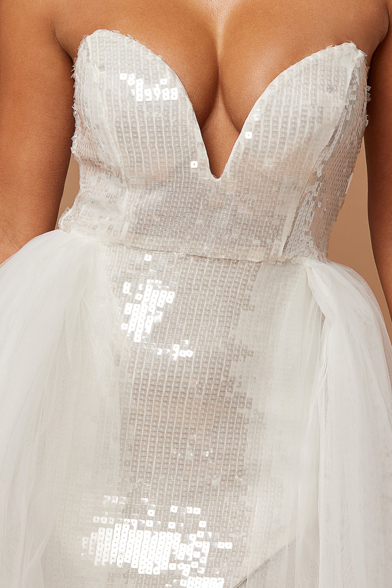 Aria White Sequin Gown
