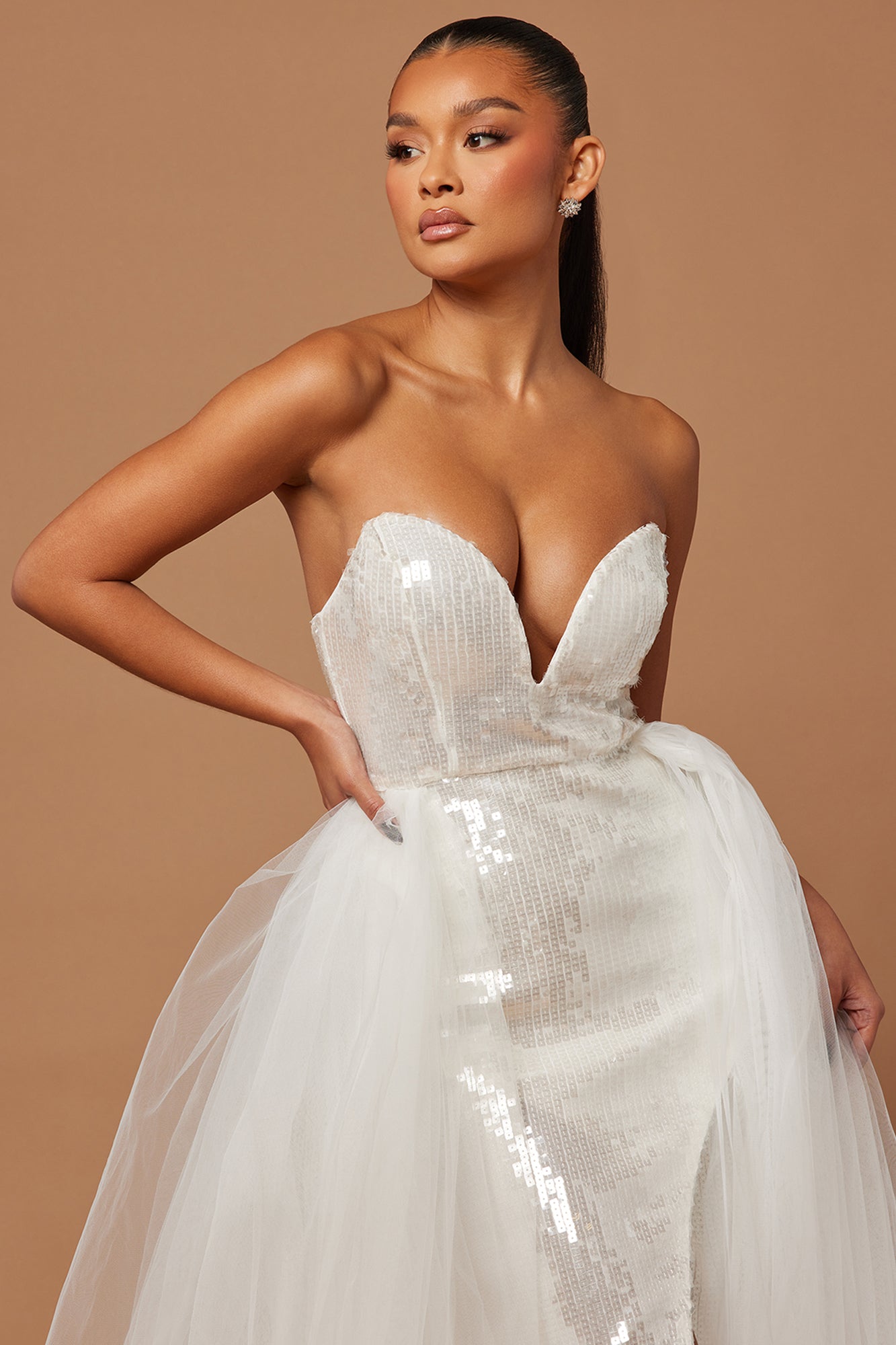 Aria White Sequin Gown