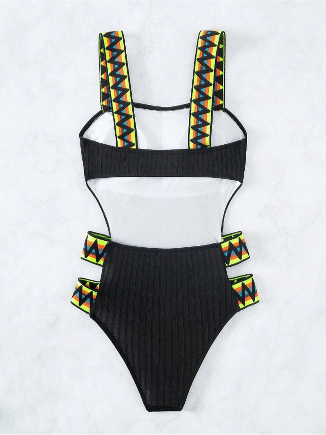 Makensie Cutout Patterned Wide Strap Swimsuit