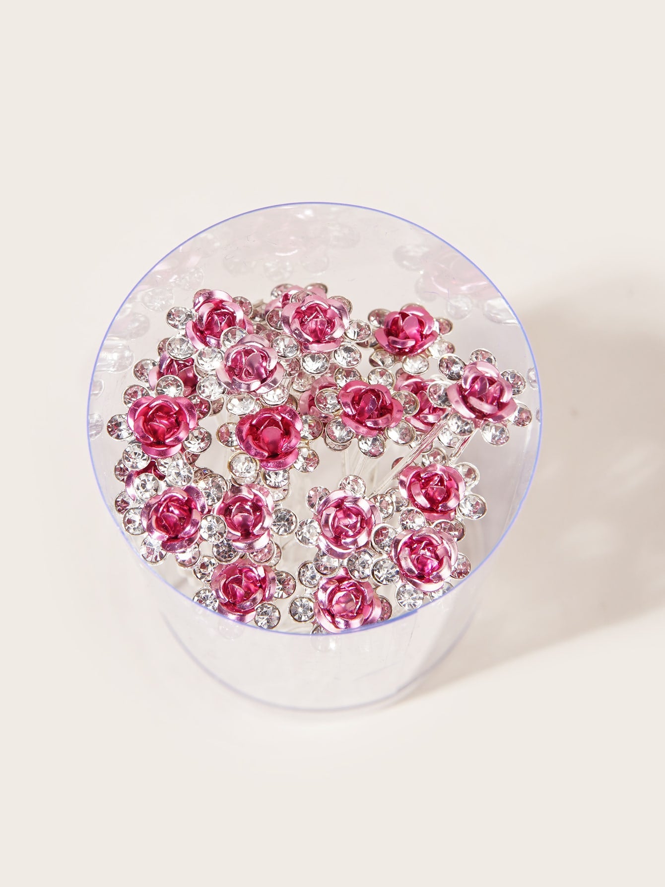 "Oh So Stunning" 20 pcs Metal Rose Hair Pins With Rhinestones