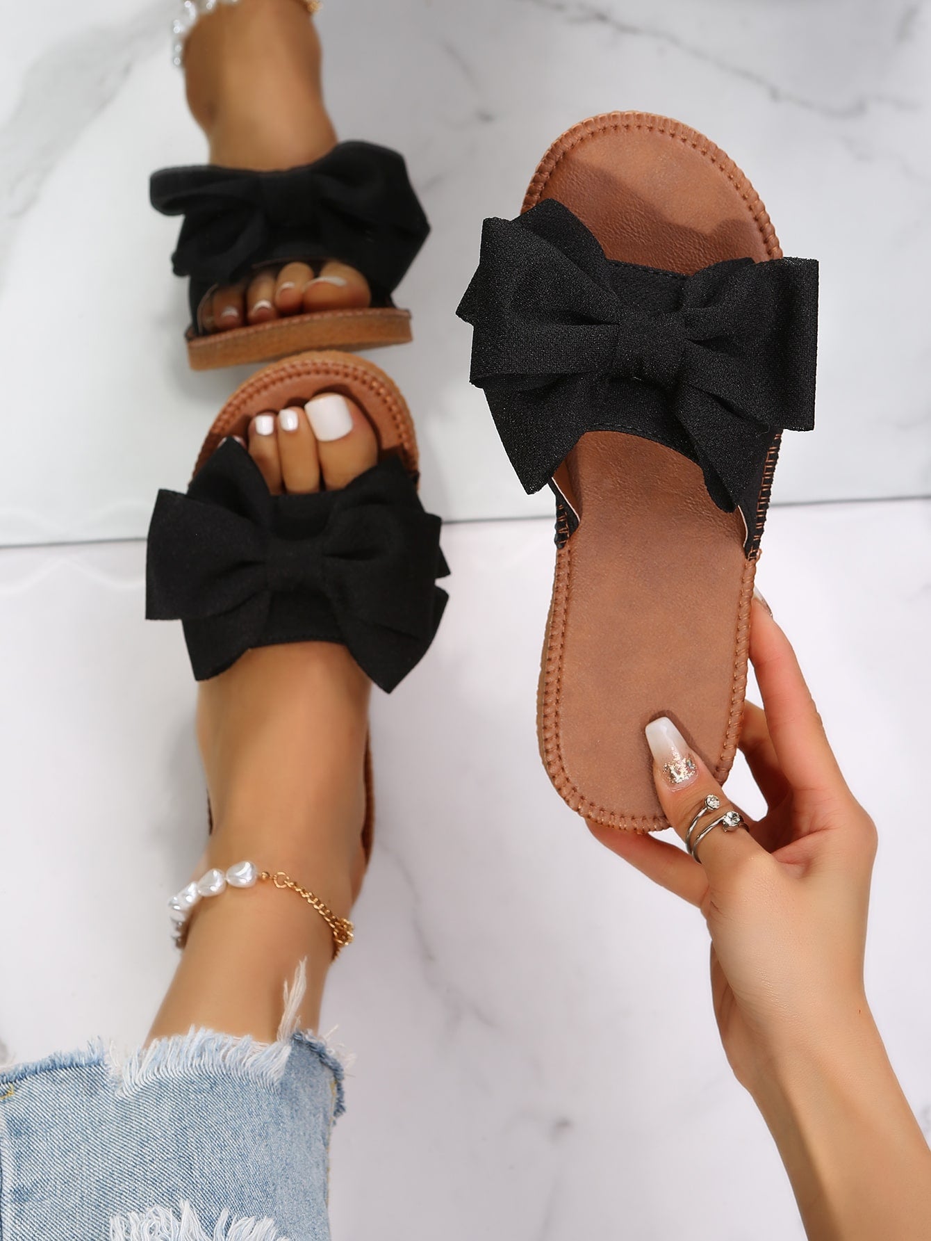 Penny Fabric Bow Slides