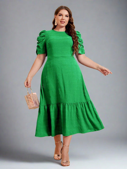Shoshonie Green Elegant A-Line Dress