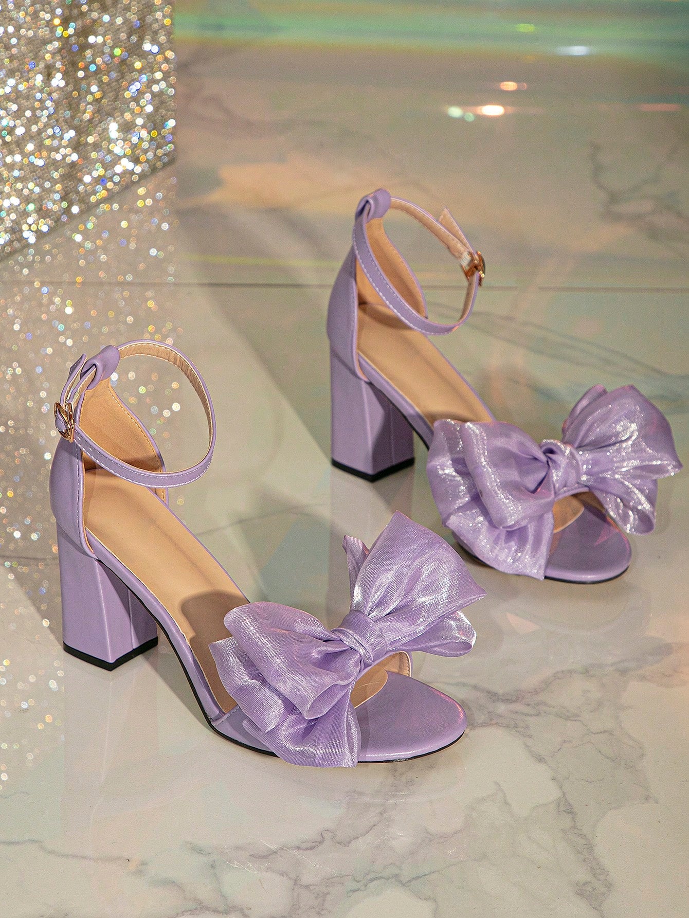 "Chunk The Funk" Chunky Heel High-Heeled Bow Knot Sandals