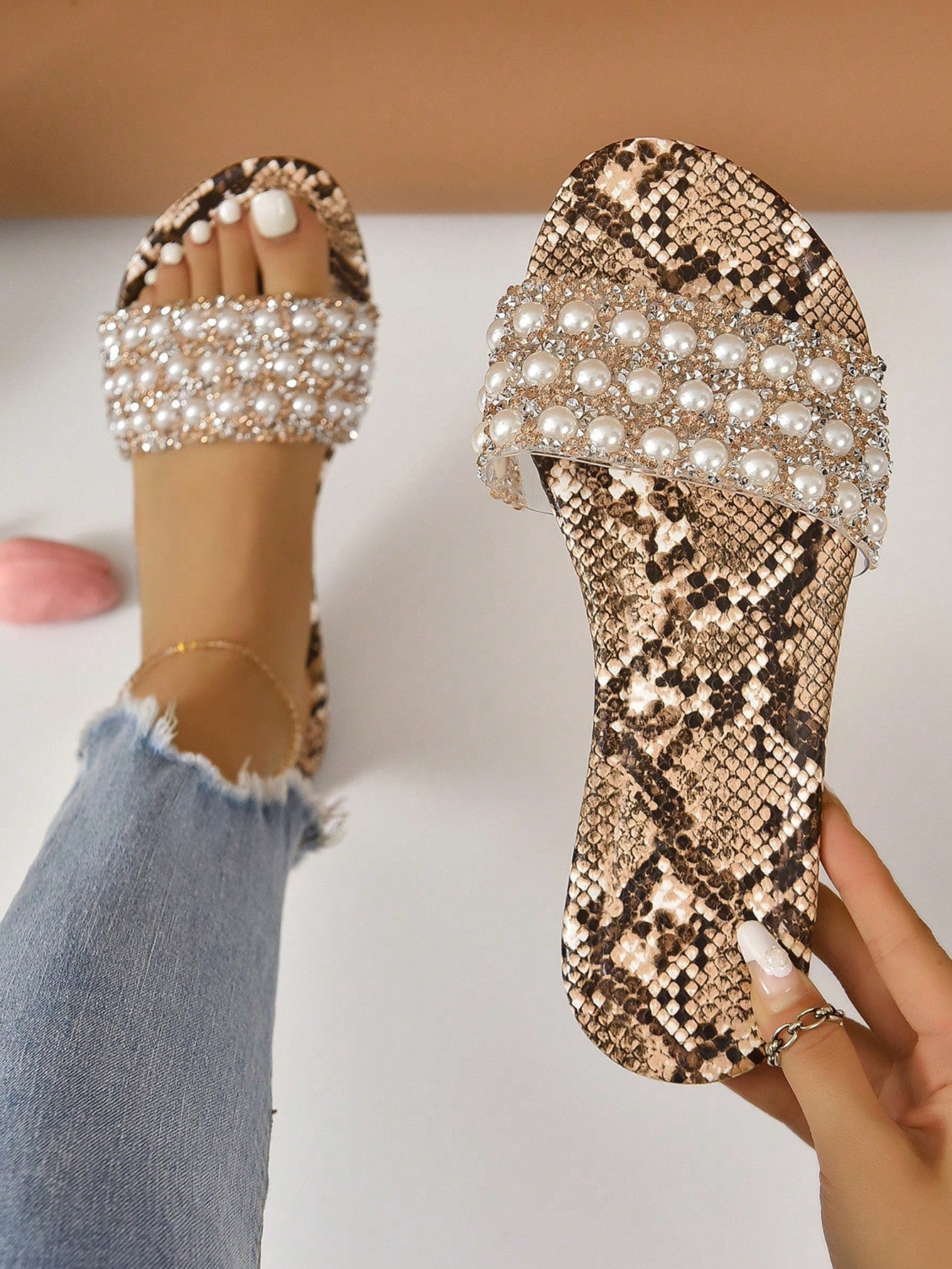 Willow Pearl Glitter Slip Ons
