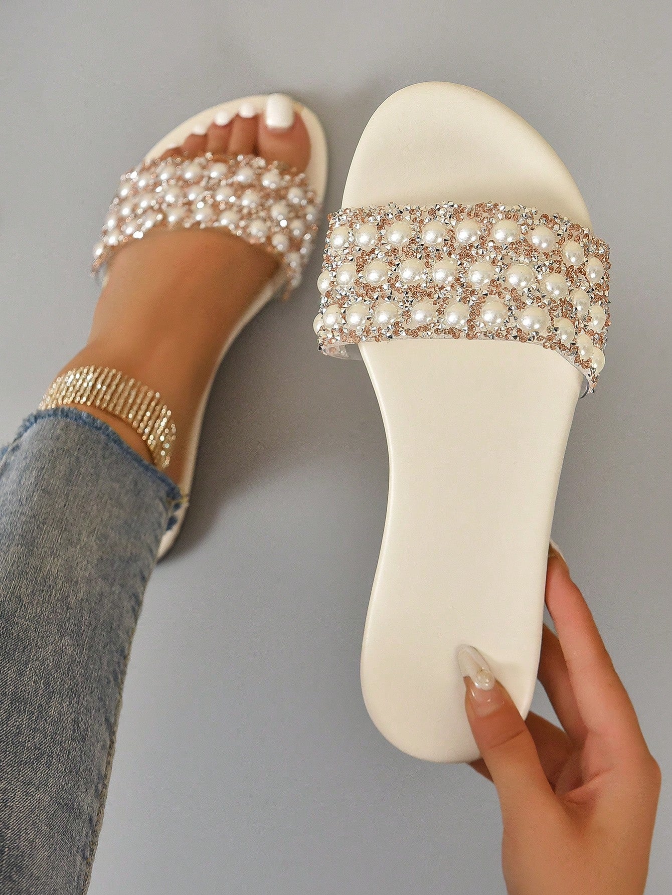 Willow Pearl Glitter Slip Ons