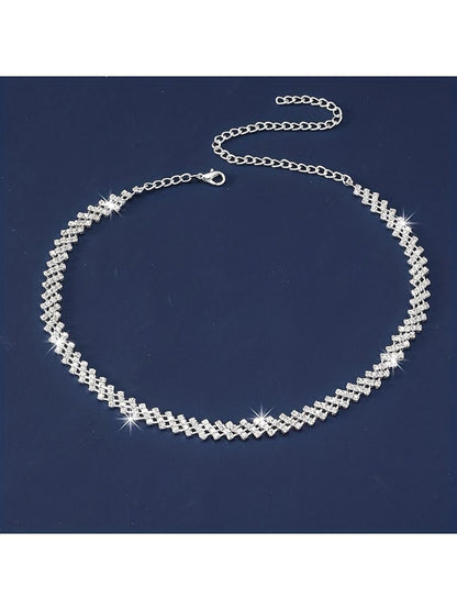 "Glitter & Glitz" Luxury Water Drop Rhinestone Claw Chain Rhinestone Necklace