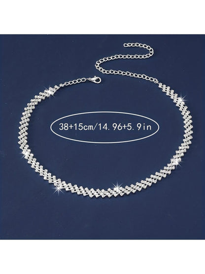 "Glitter & Glitz" Luxury Water Drop Rhinestone Claw Chain Rhinestone Necklace
