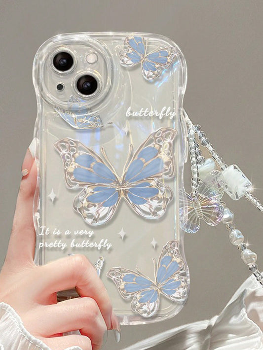 "Summer Vibes" IPhone Blue Shockproof Phone Case & Butterfly Charm Bracelet