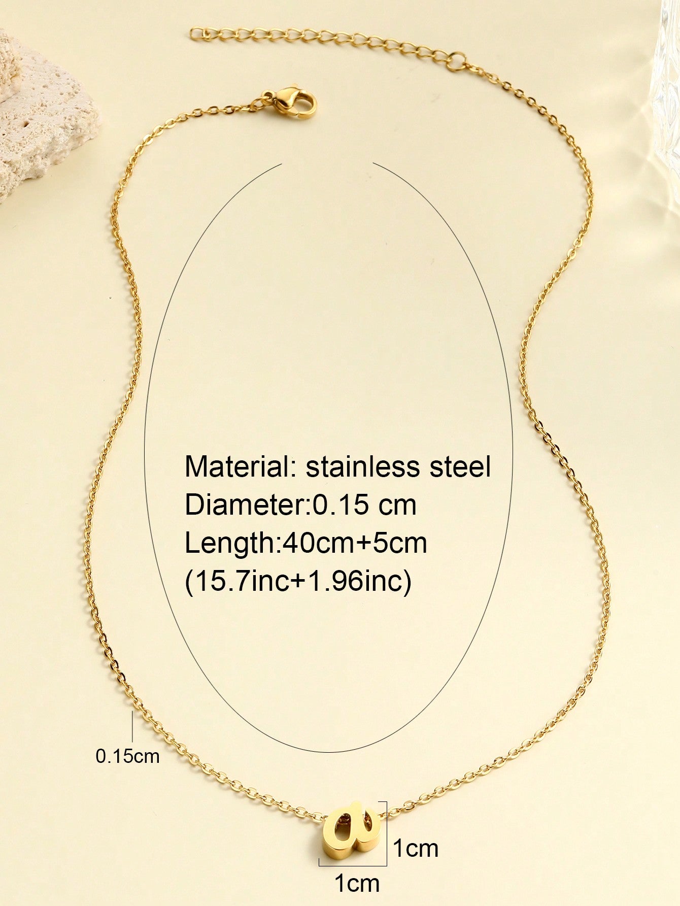 "Living in the Light" Stainless Steel Chain Necklace With 26 Lowercase Letter Pendant