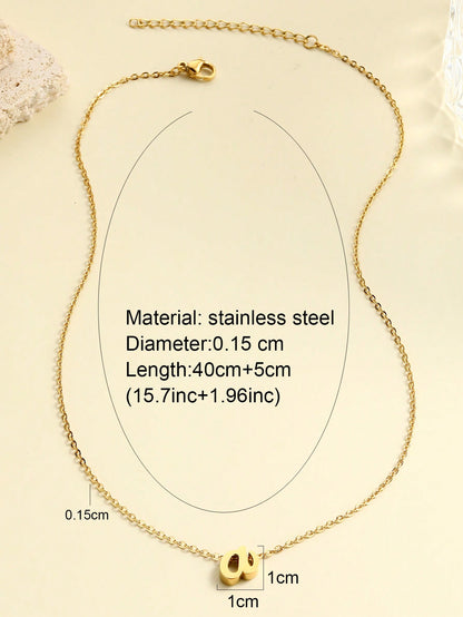 "Living in the Light" Stainless Steel Chain Necklace With 26 Lowercase Letter Pendant