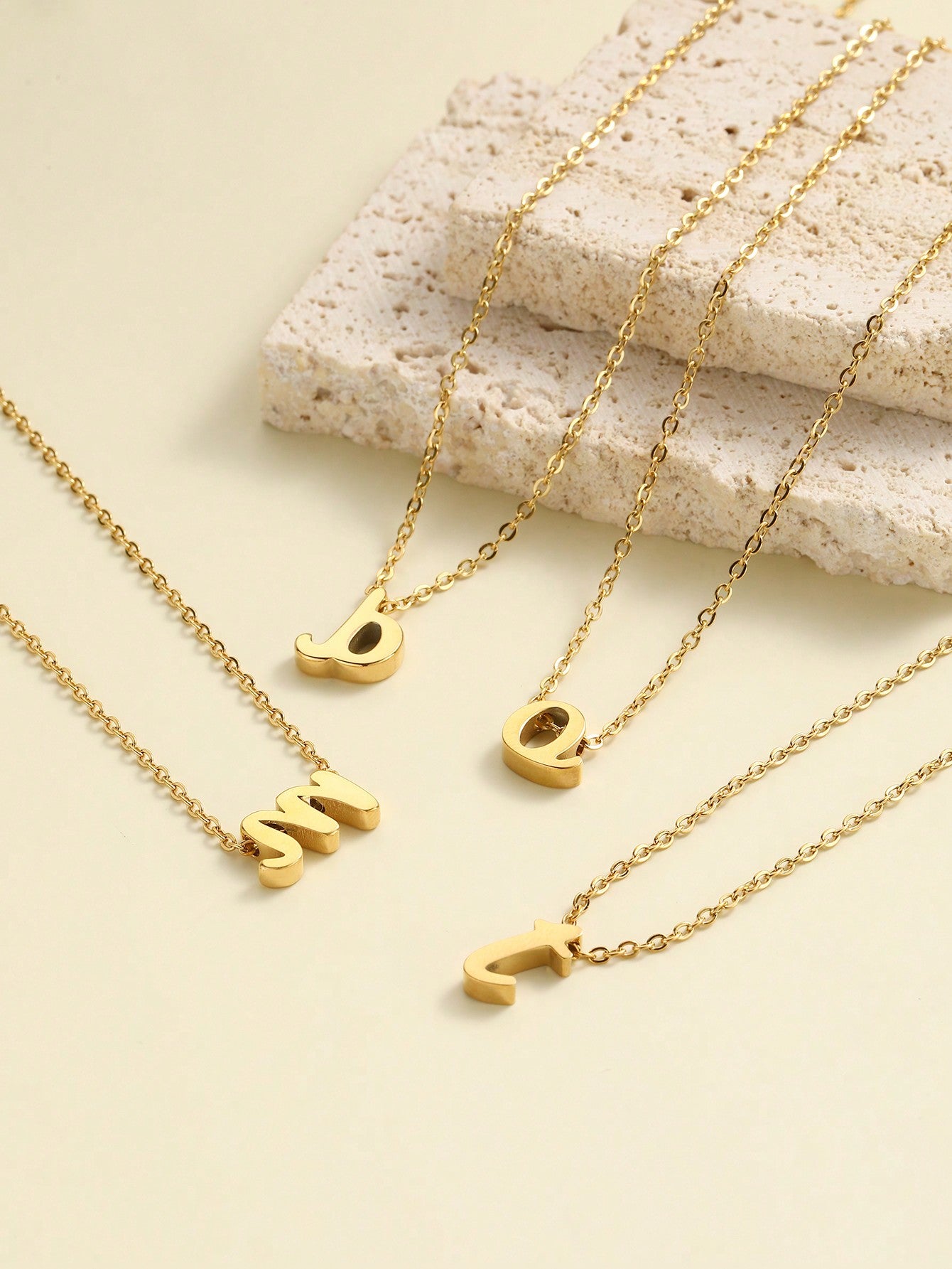 "Living in the Light" Stainless Steel Chain Necklace With 26 Lowercase Letter Pendant