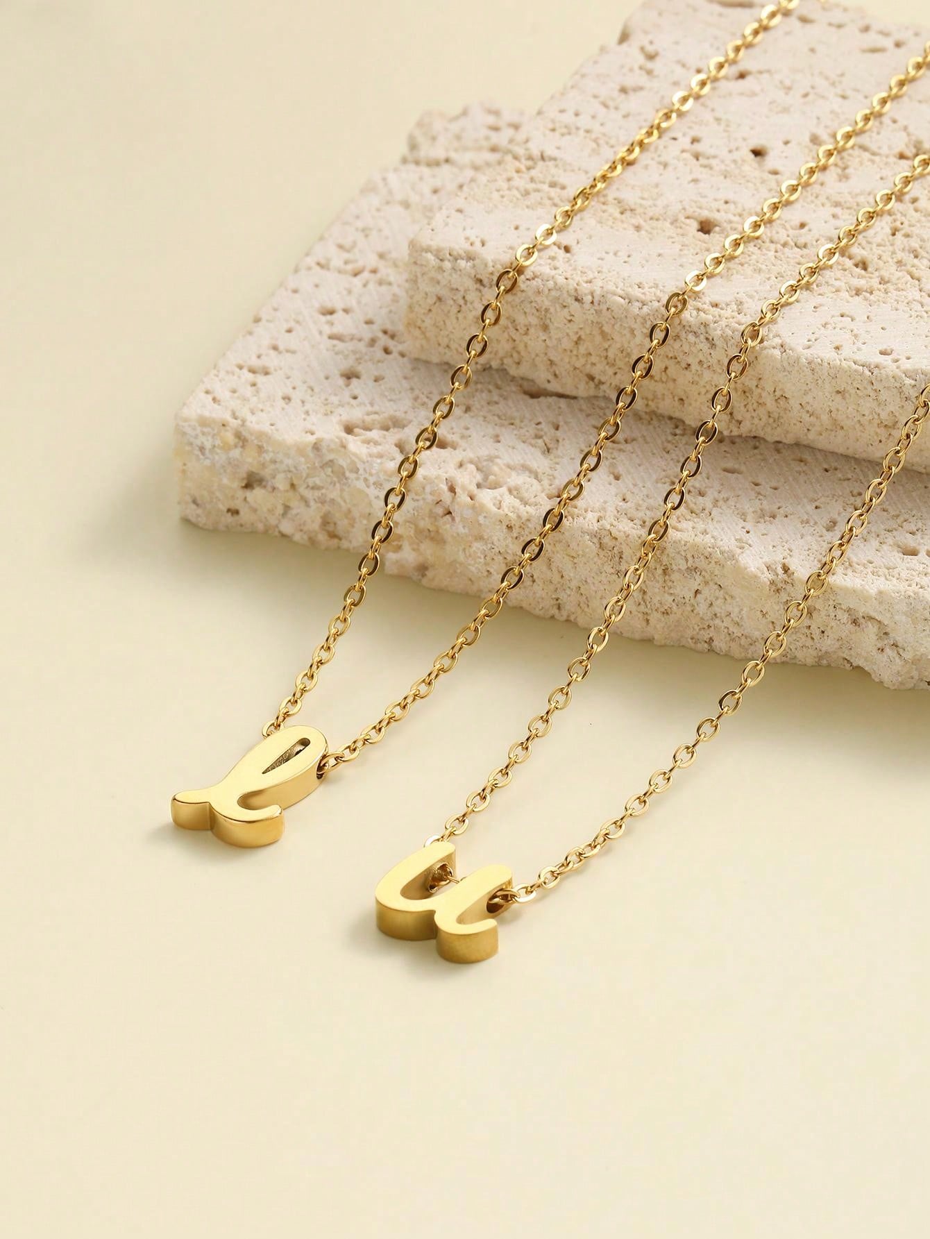 "Living in the Light" Stainless Steel Chain Necklace With 26 Lowercase Letter Pendant