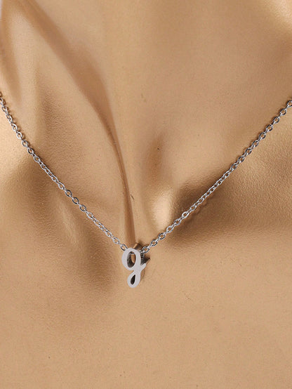 "Living in the Light" Stainless Steel Chain Necklace With 26 Lowercase Letter Pendant