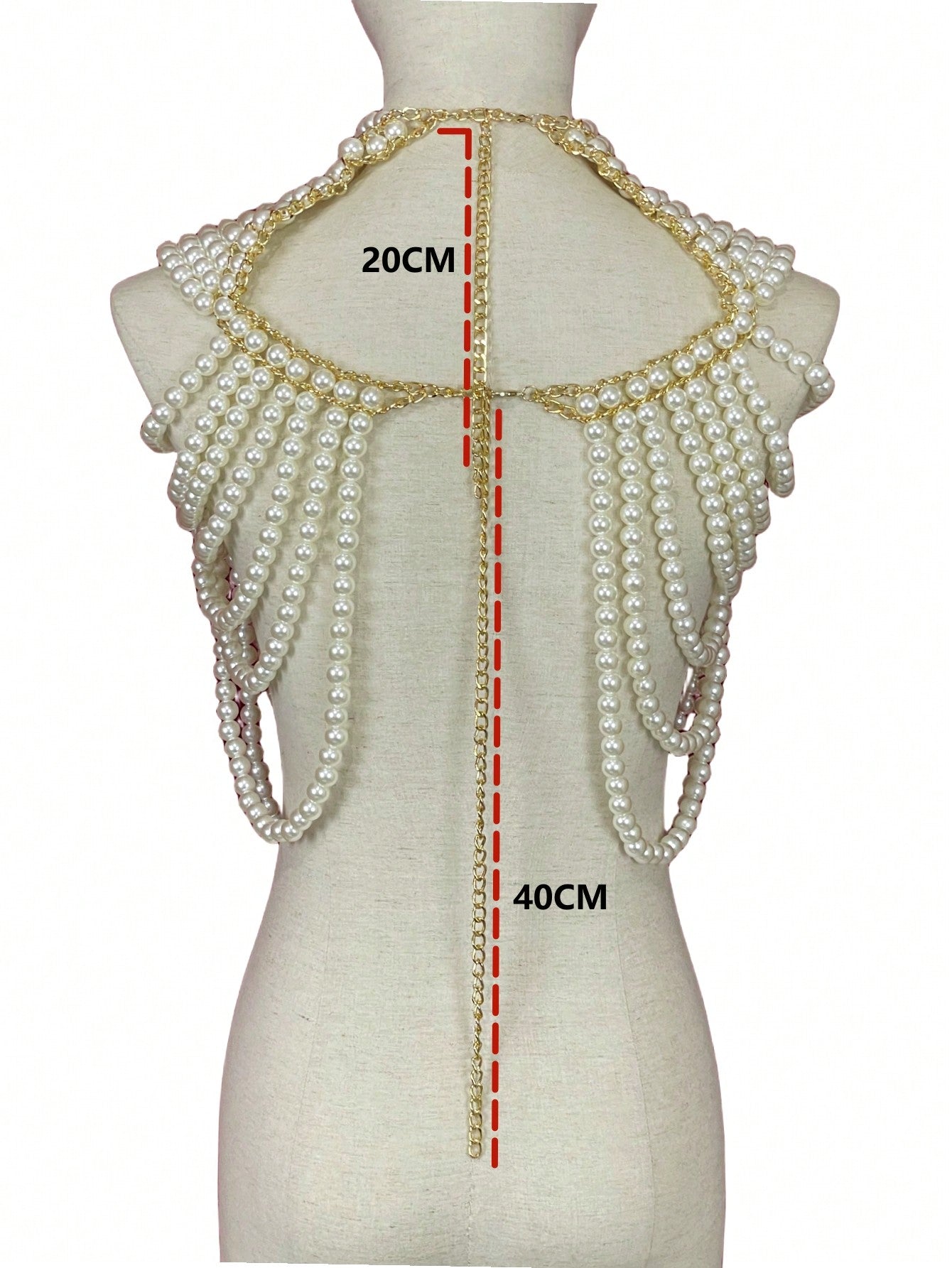 “Feel My Faux” 1 Pc Handmade Heavy Faux Pearl Body Chain Beaded Multi-Layered Medieval Style Beaded Necklace