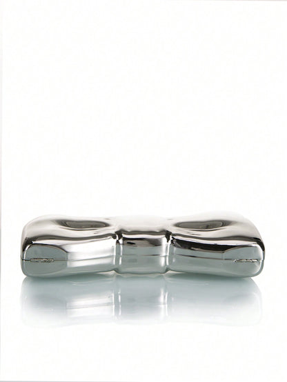 "Fun in Thought" Metallic Retro Bow Shaped Clutch Bag With Chain Strap