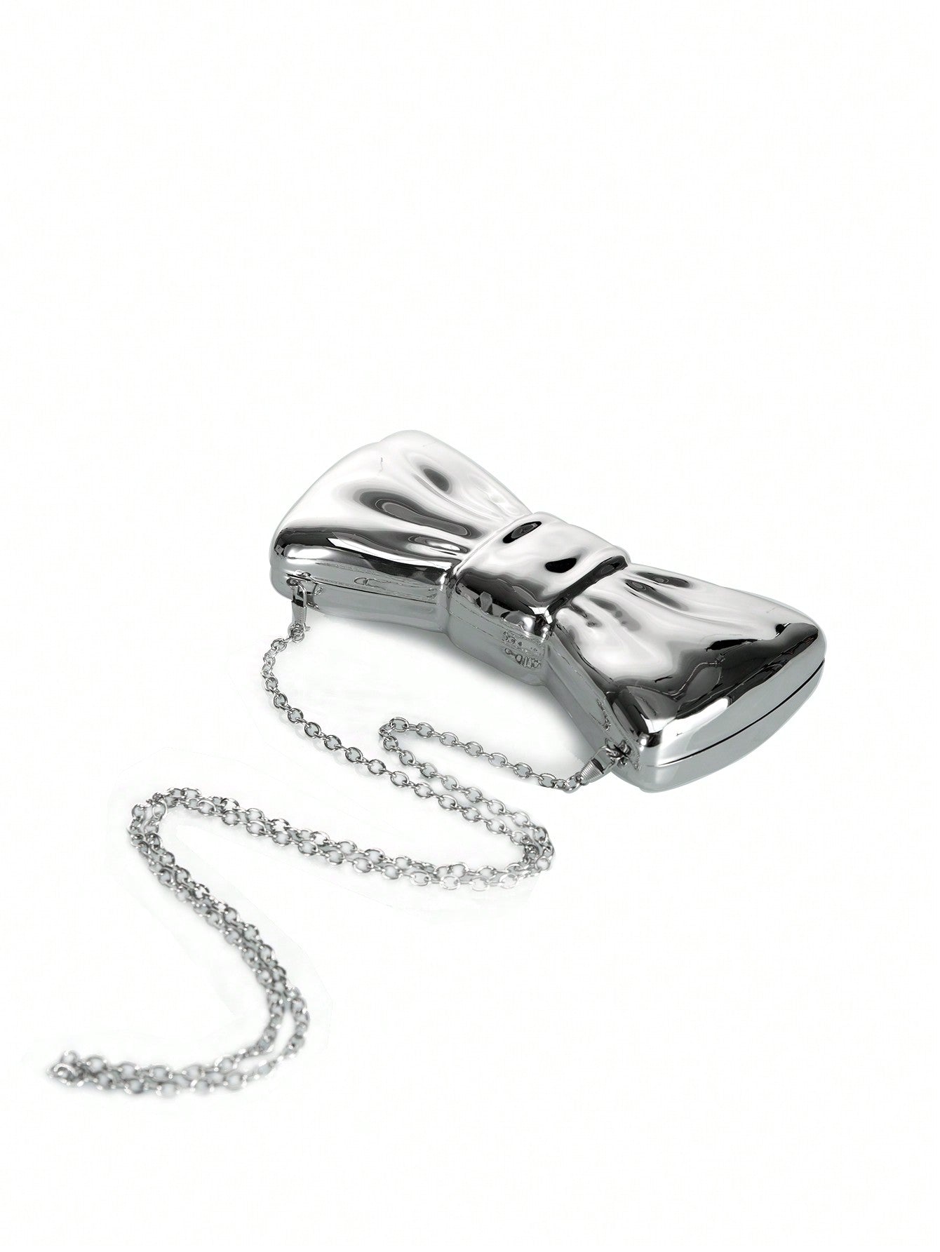 "Fun in Thought" Metallic Retro Bow Shaped Clutch Bag With Chain Strap