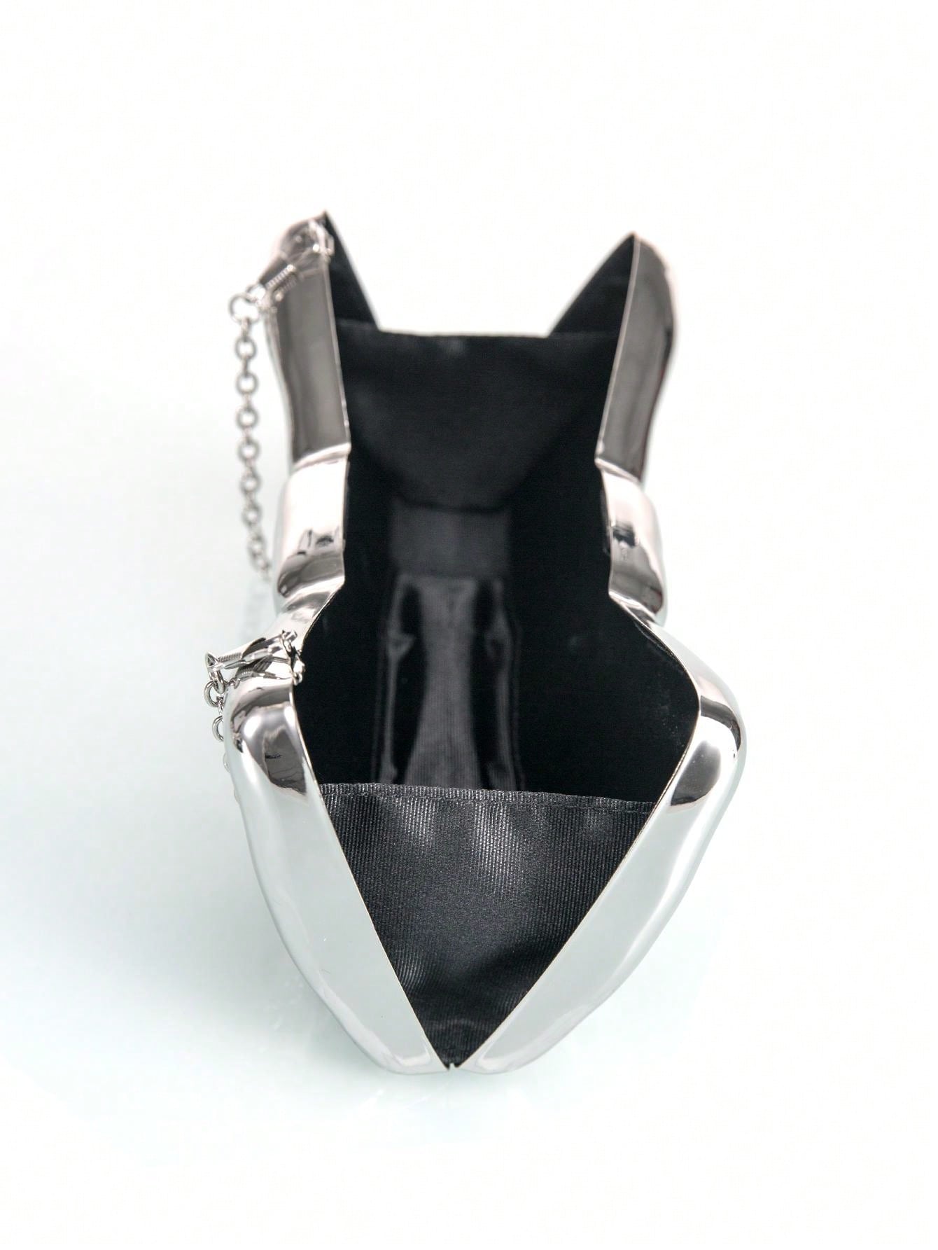 "Fun in Thought" Metallic Retro Bow Shaped Clutch Bag With Chain Strap
