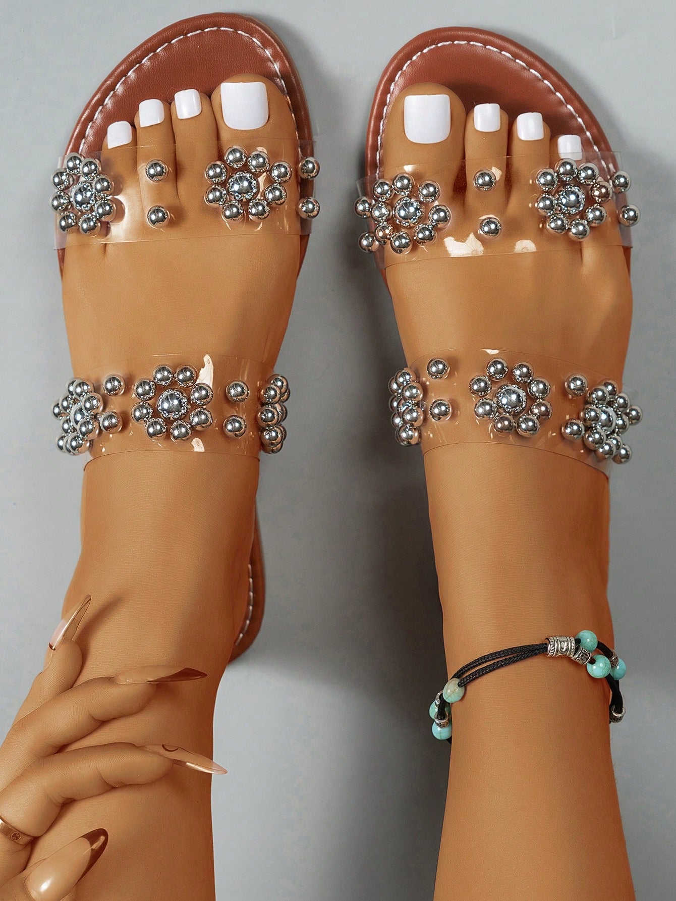 Lyndin Open Toe Pearl Slides