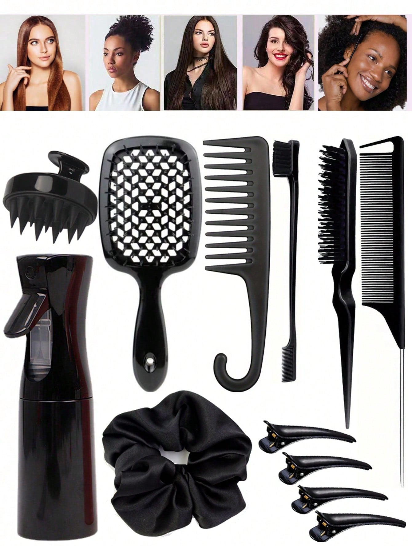 12 Pcs Hair Brush Set With Hair Styling Comb