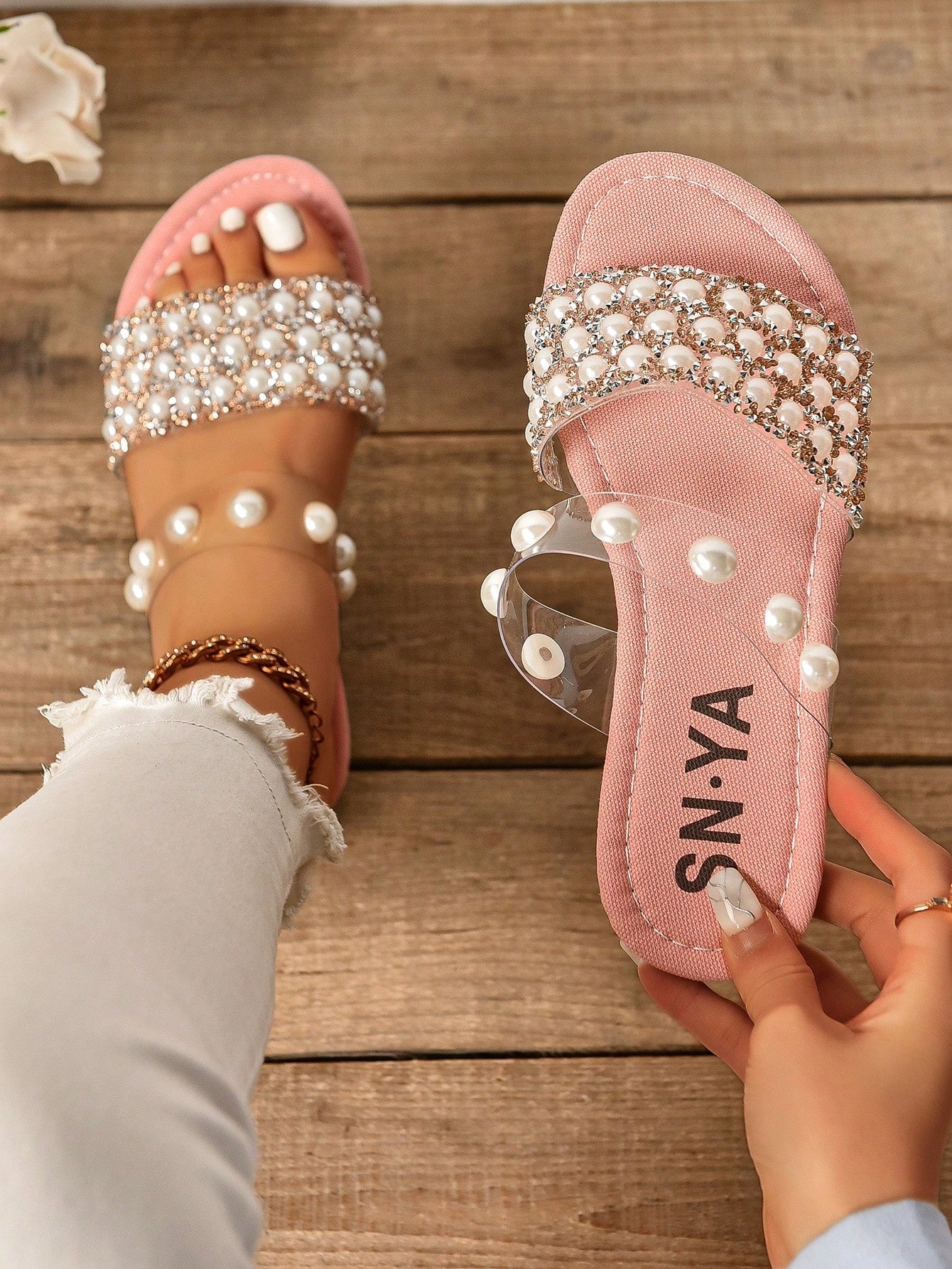 Willow Pearl Glitter Slip Ons