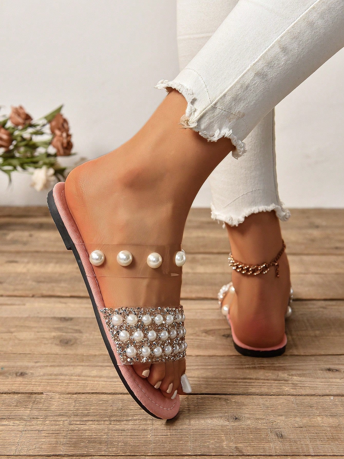 Willow Pearl Glitter Slip Ons