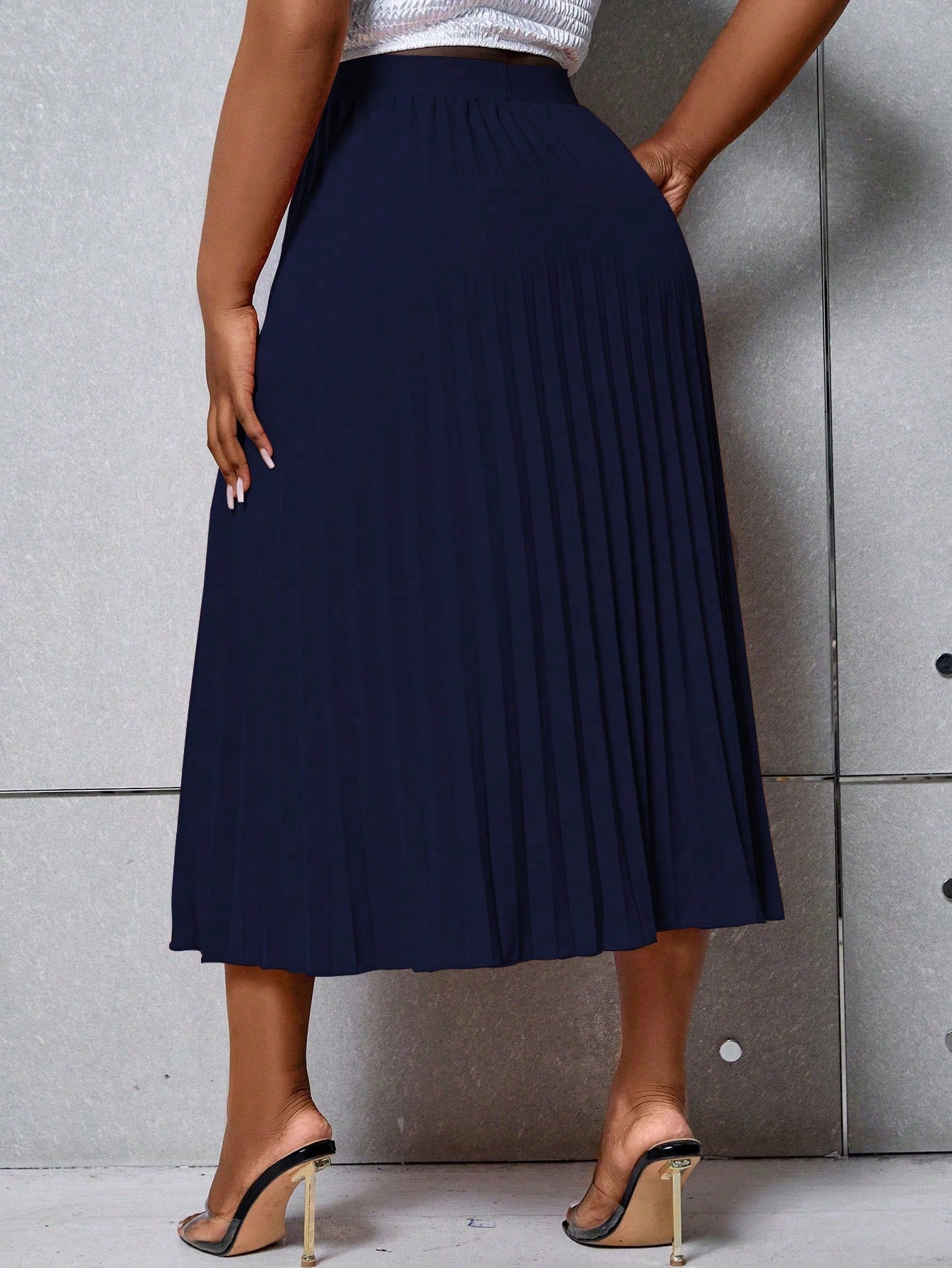 Harmony Orange Pleated Skirt