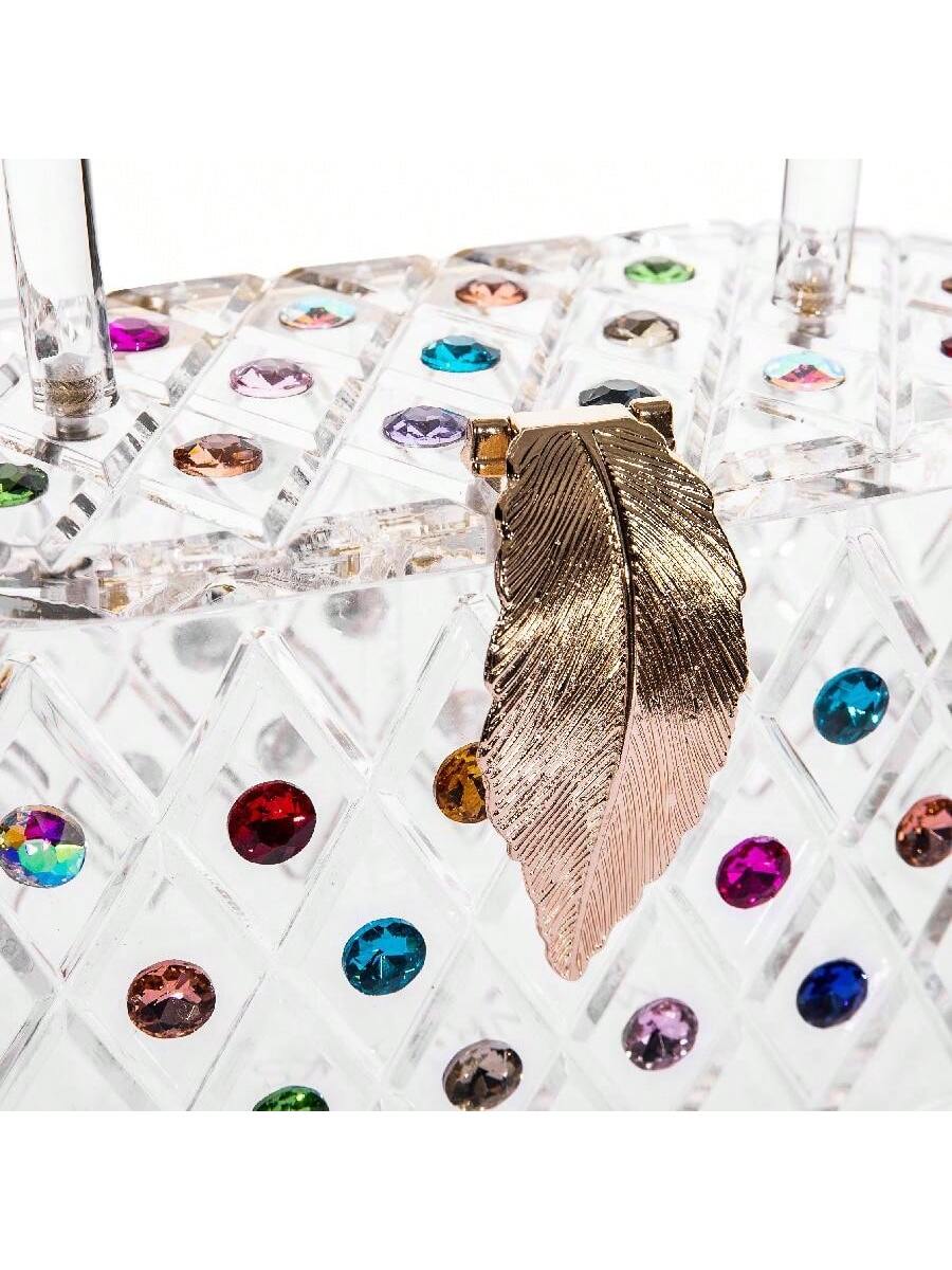 Rain Vintage Colorful Crystal Acrylic Clutch