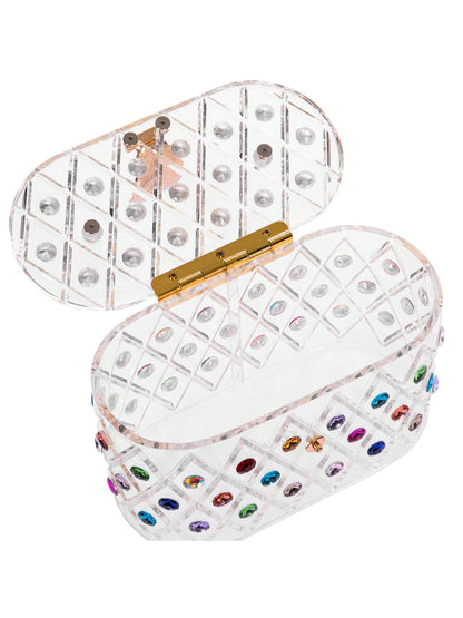 Rain Vintage Colorful Crystal Acrylic Clutch