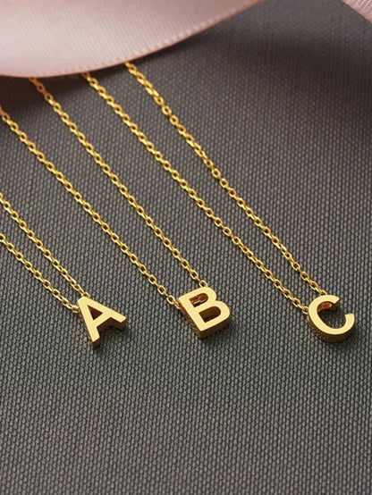"Living in the Light" Stainless Steel Chain Necklace With 26 Lowercase Letter Pendant