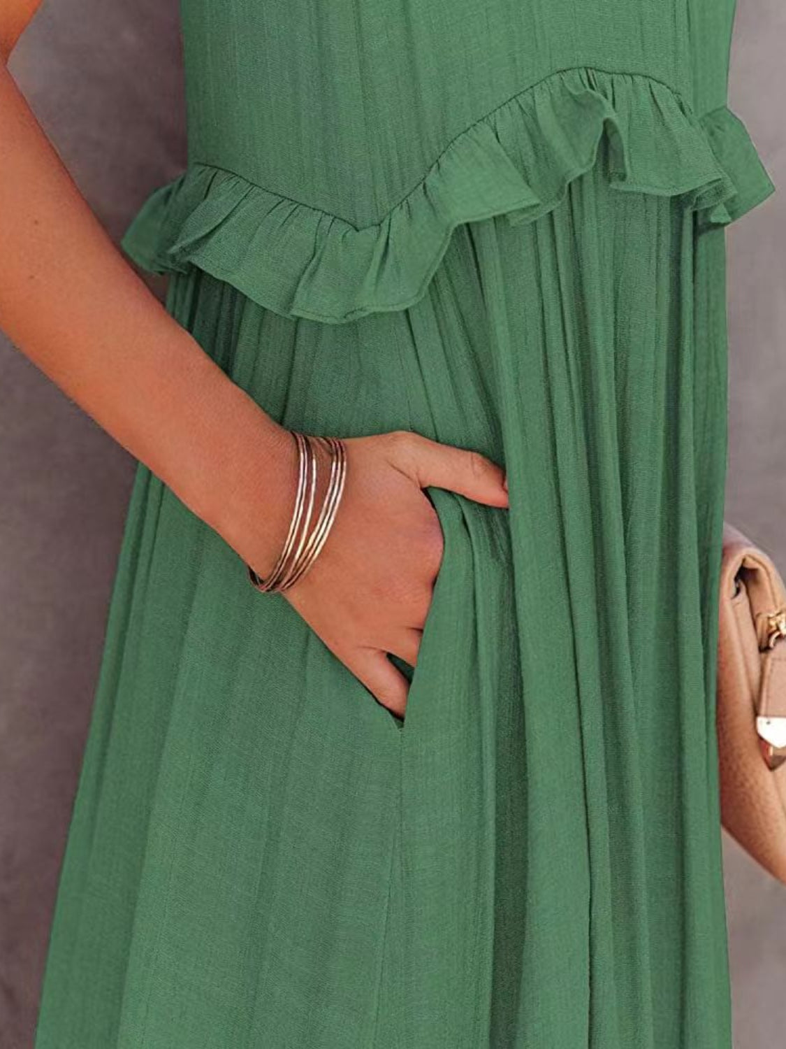 Mila Ruffled Sleeveless Tiered Maxi Dress with Pockets
