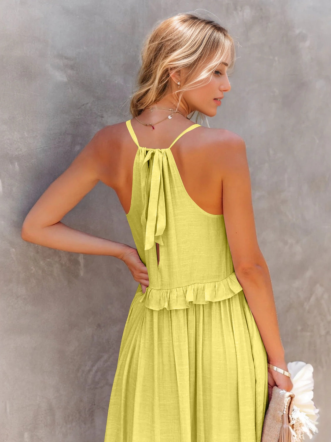 Mila Ruffled Sleeveless Tiered Maxi Dress with Pockets