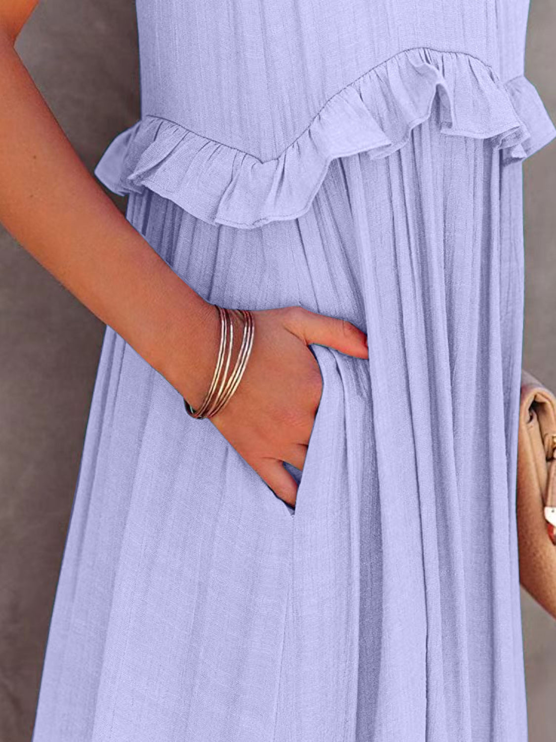 Mila Ruffled Sleeveless Tiered Maxi Dress with Pockets