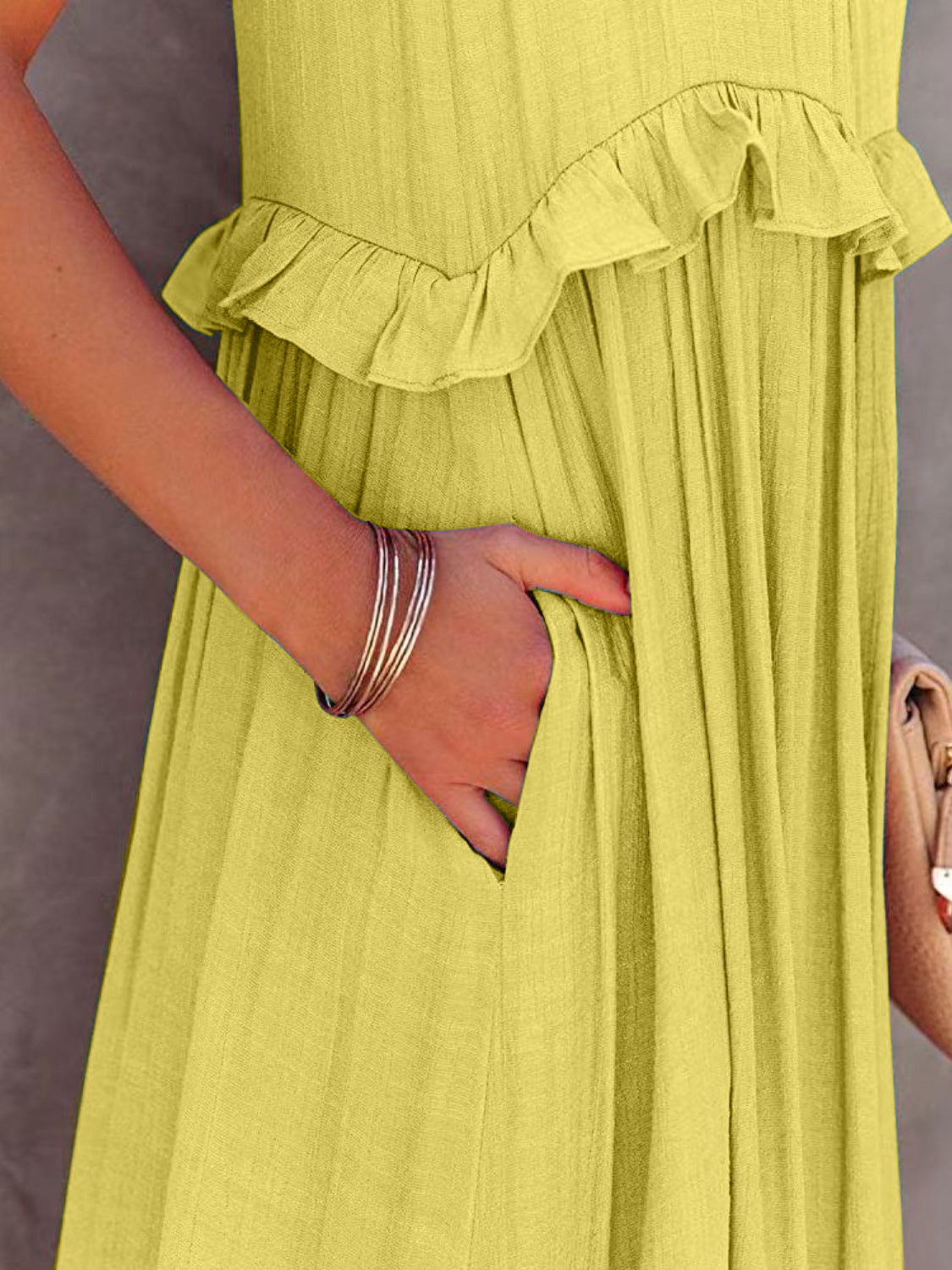 Mila Ruffled Sleeveless Tiered Maxi Dress with Pockets