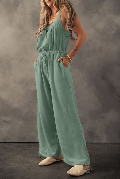 Roxie Drawstring Wide Strap Wide Leg Overalls