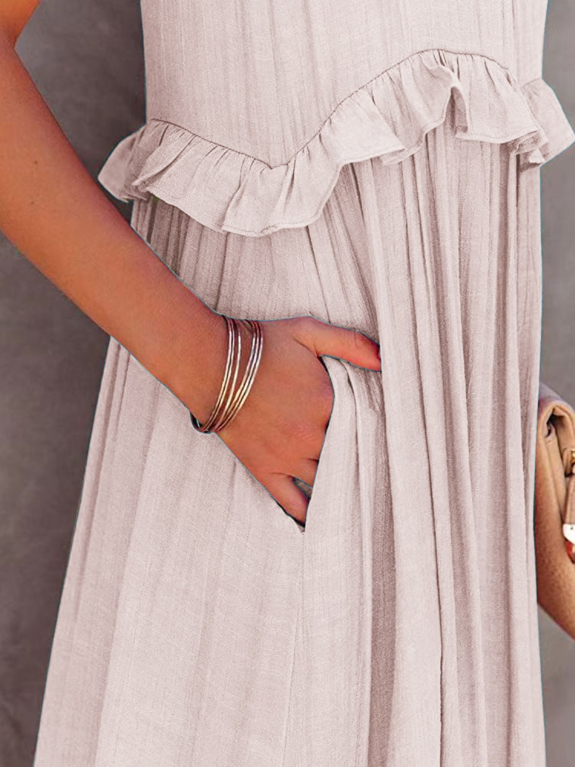 Mila Ruffled Sleeveless Tiered Maxi Dress with Pockets