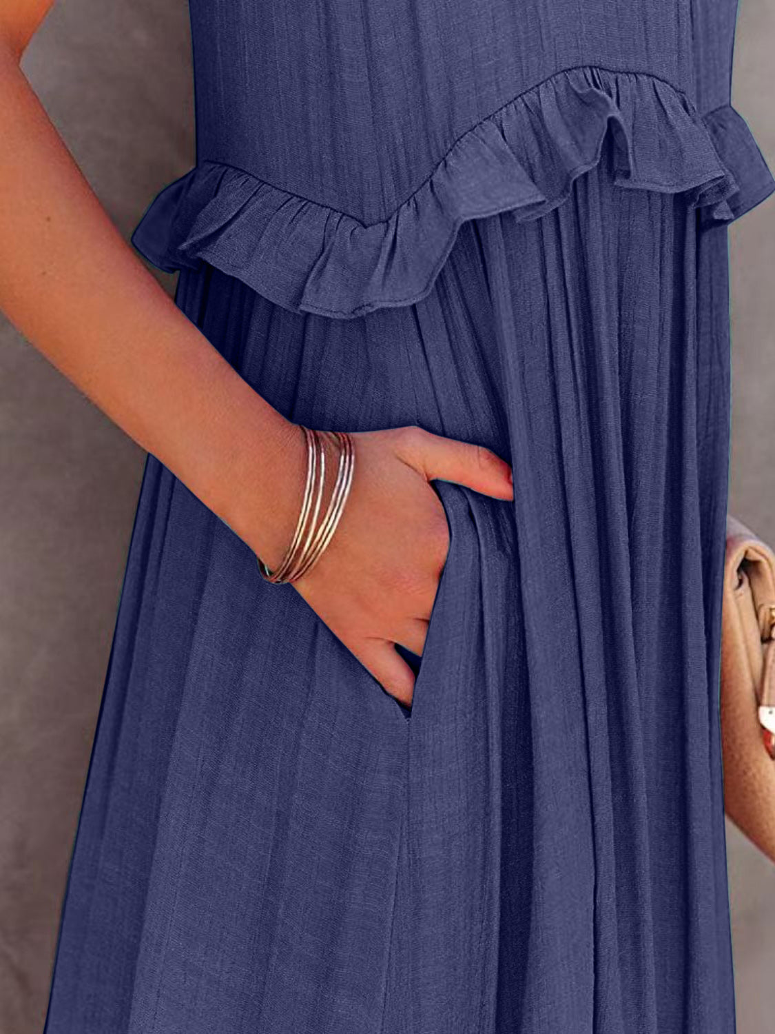 Mila Ruffled Sleeveless Tiered Maxi Dress with Pockets