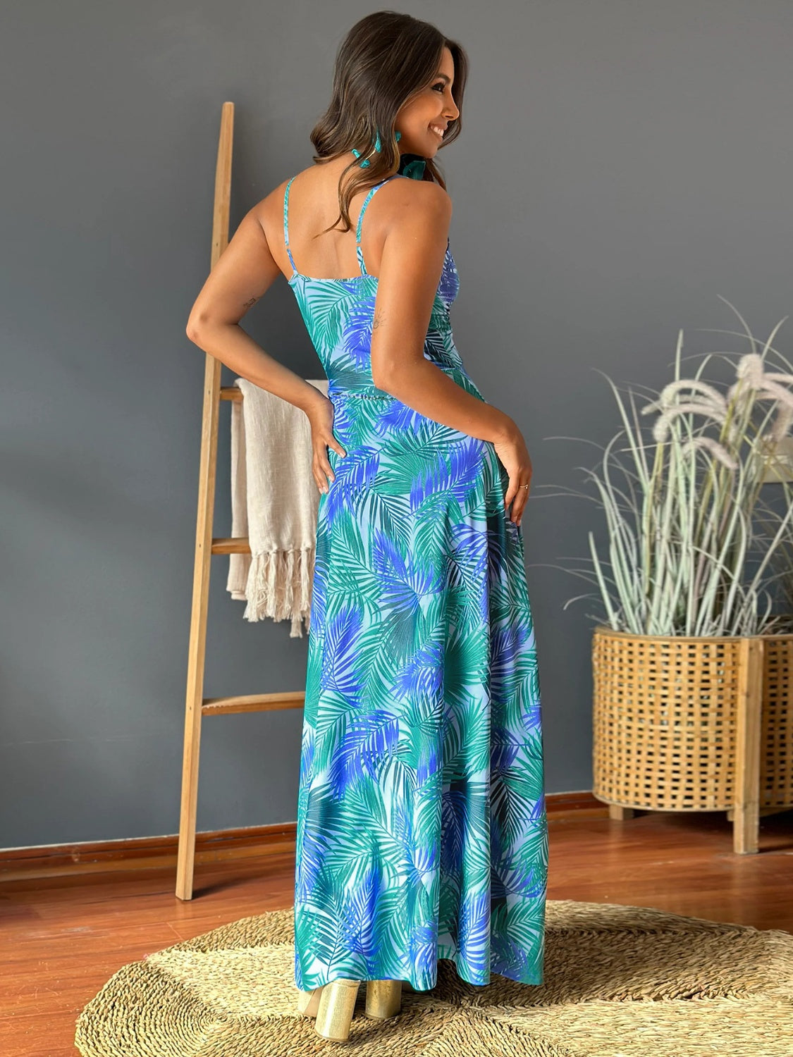 Emma Twisted Printed V-Neck Cami Dress