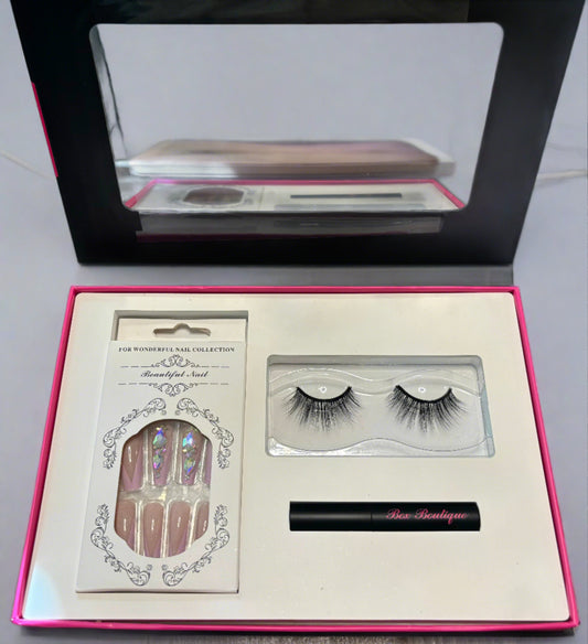 "I'm Not" Pressed Mink Eyelash & Press-on Nails Set - Hypoallergenic