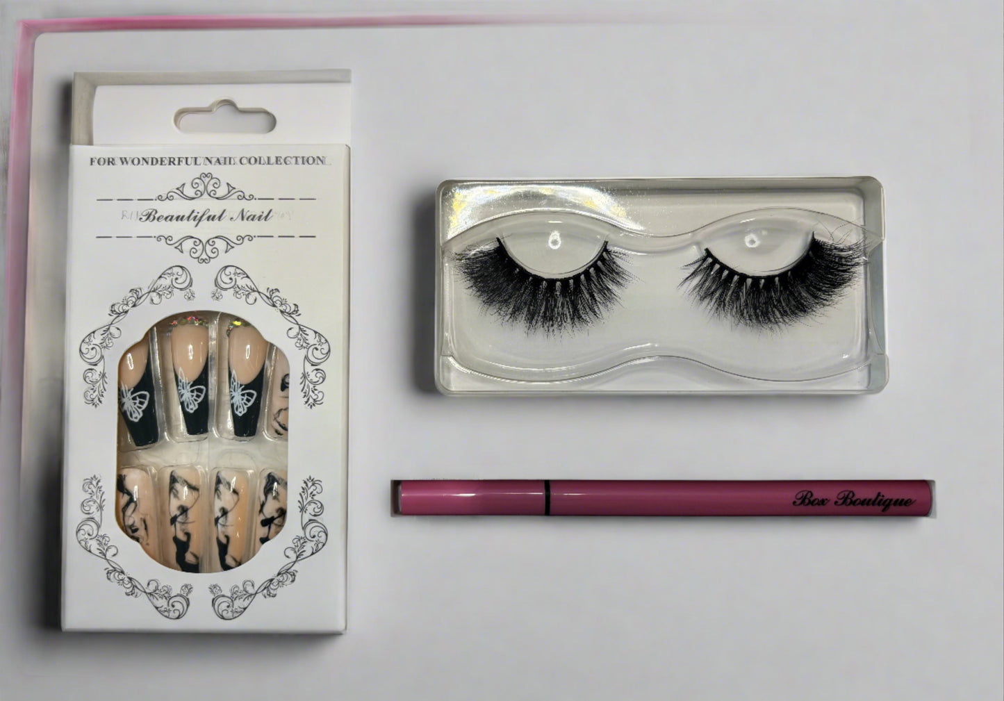 "Princess Primping" Girlfriend Mink Eyelash & Press-on Nails Set - Hypoallergenic