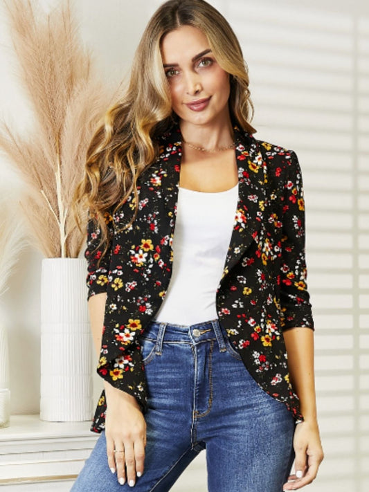 Abigail Full Size Floral Print Collared Neck Jacket