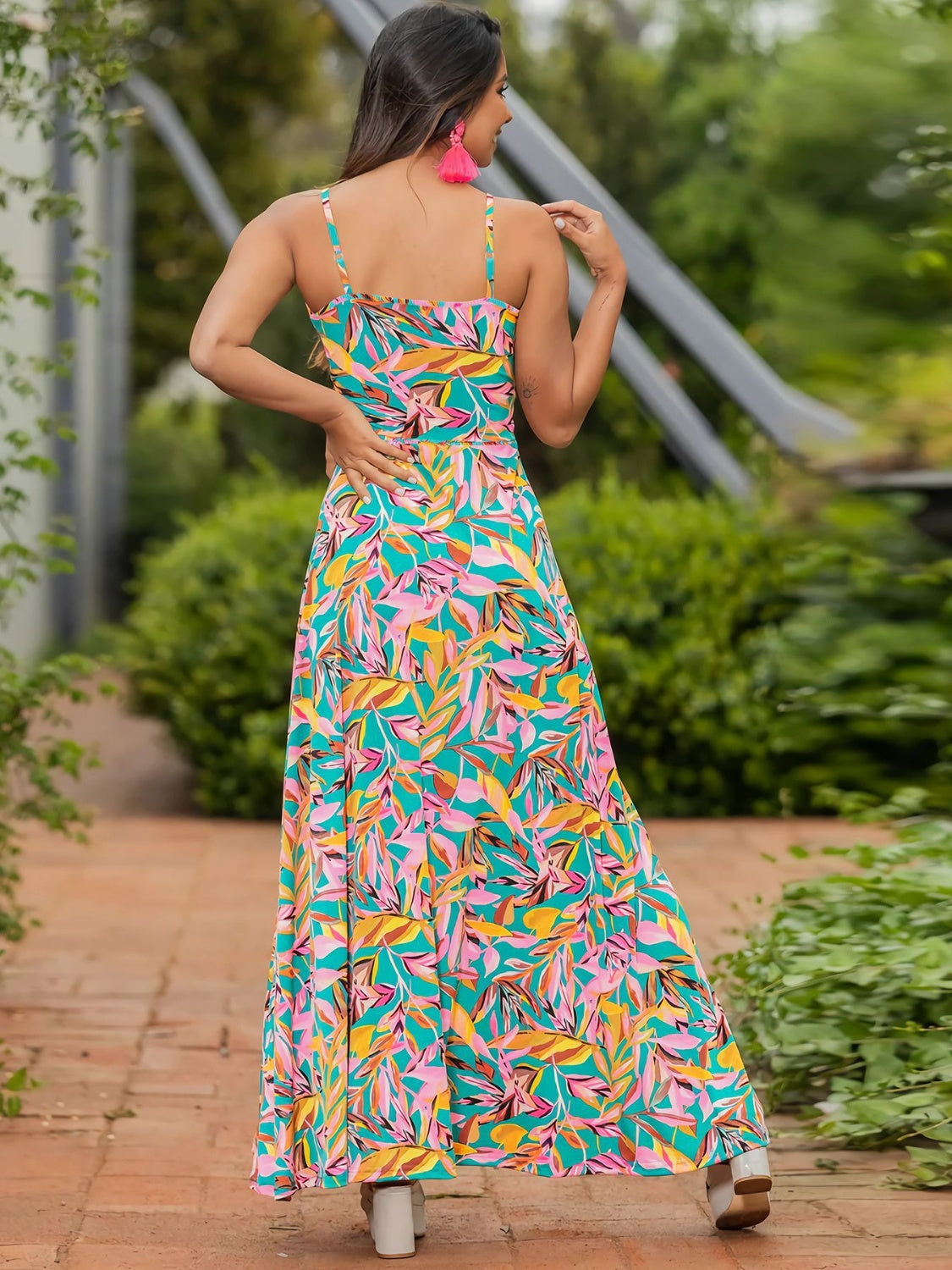Emma Twisted Printed V-Neck Cami Dress