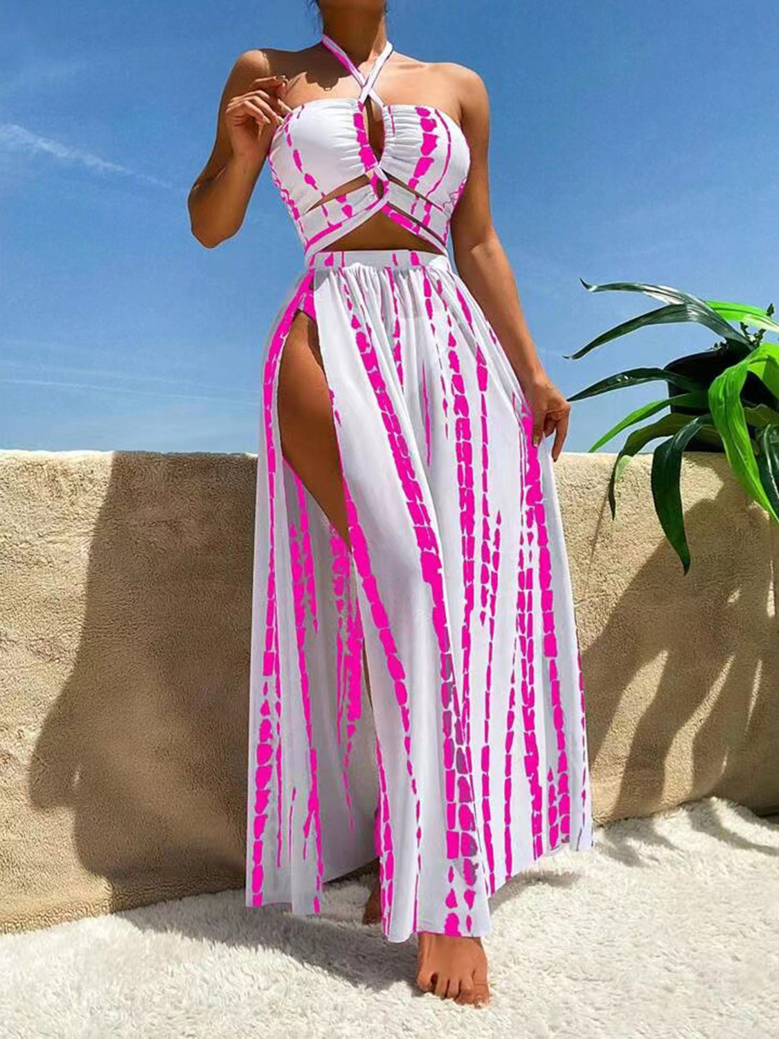 Zenyl Three-Piece Halter Swimsuit