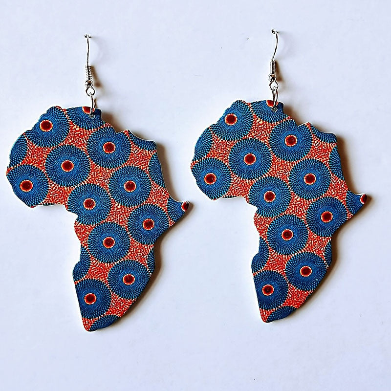 "Remember Africa" Wooden African Map Earrings - Lillian Channelle Boutique