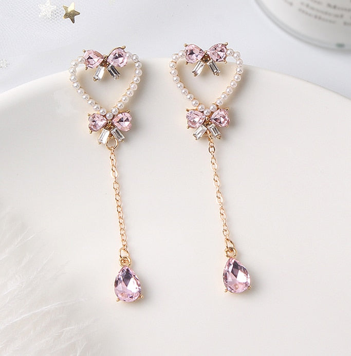 "Love and Bows" Heart Earrings - Lillian Channelle Boutique
