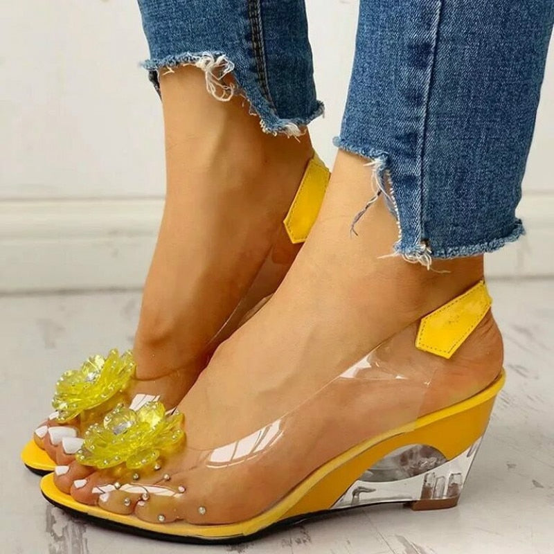 Malia Rhinestone Wedge Jelly Sandals - Lillian Channelle Boutique