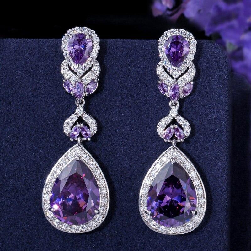 "Tres Belle" Crystal Pear Cut Earrings - Lillian Channelle Boutique